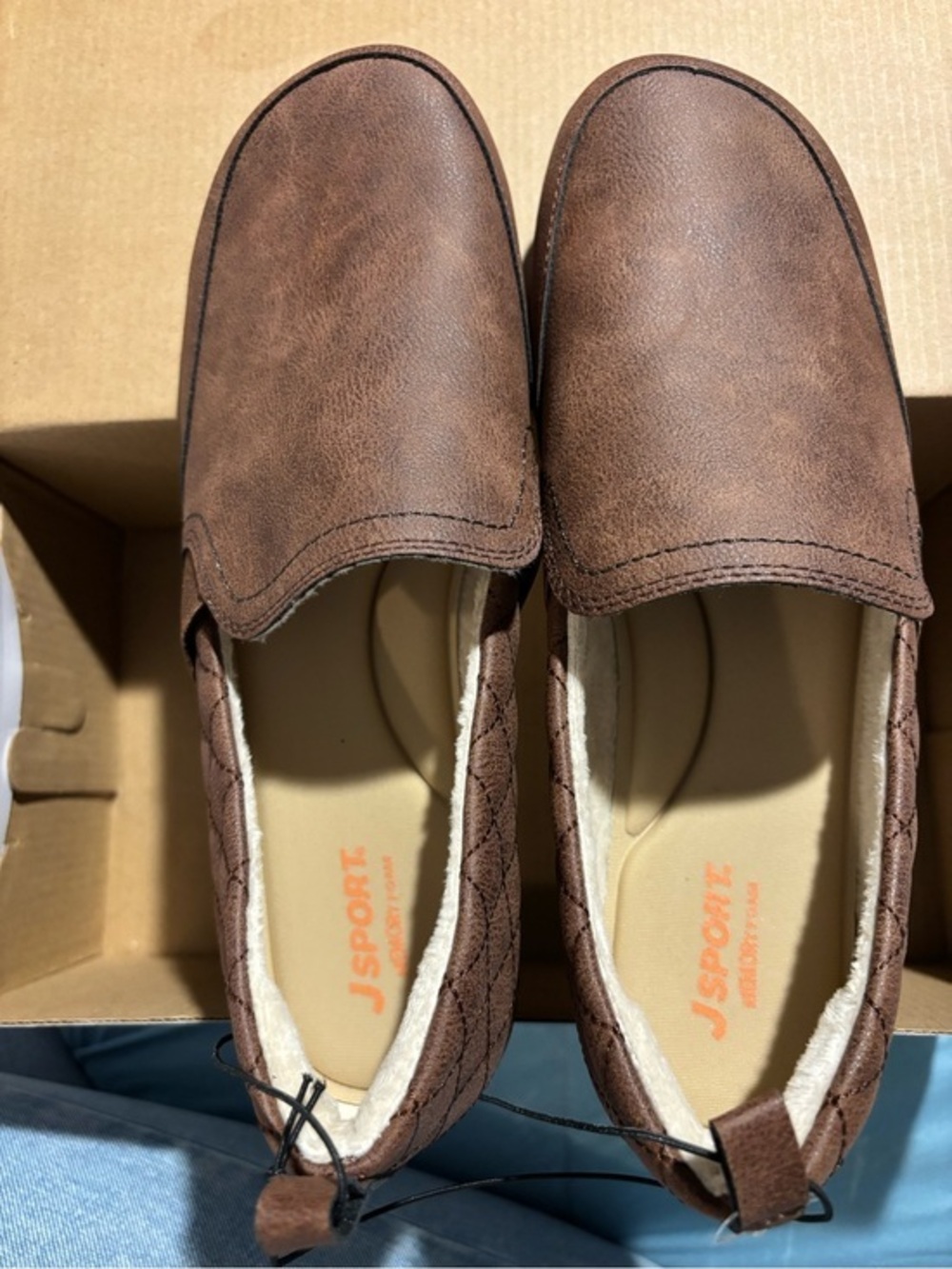 JSport Quilted Brown Slip-On Loafers for Women